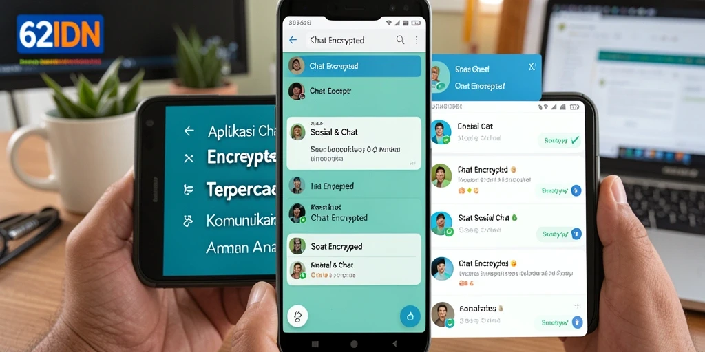 Antarmuka aplikasi 62IDN yang sederhana dan aman untuk Chat Encrypted.