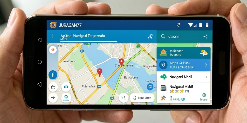 Antarmuka aplikasi JURAGAN77 dengan peta navigasi yang jelas dan informatif.