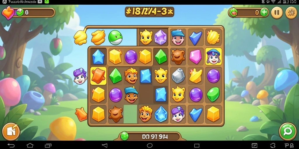 Tampilan antarmuka RR999 yang menarik dalam gameplay Puzzle Match-3.